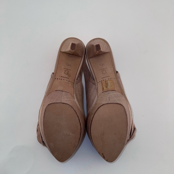 NWOB Pura Lopez Raffia Rosette Platform Slingbacks Size 38.5 - Picture 5 of 6
